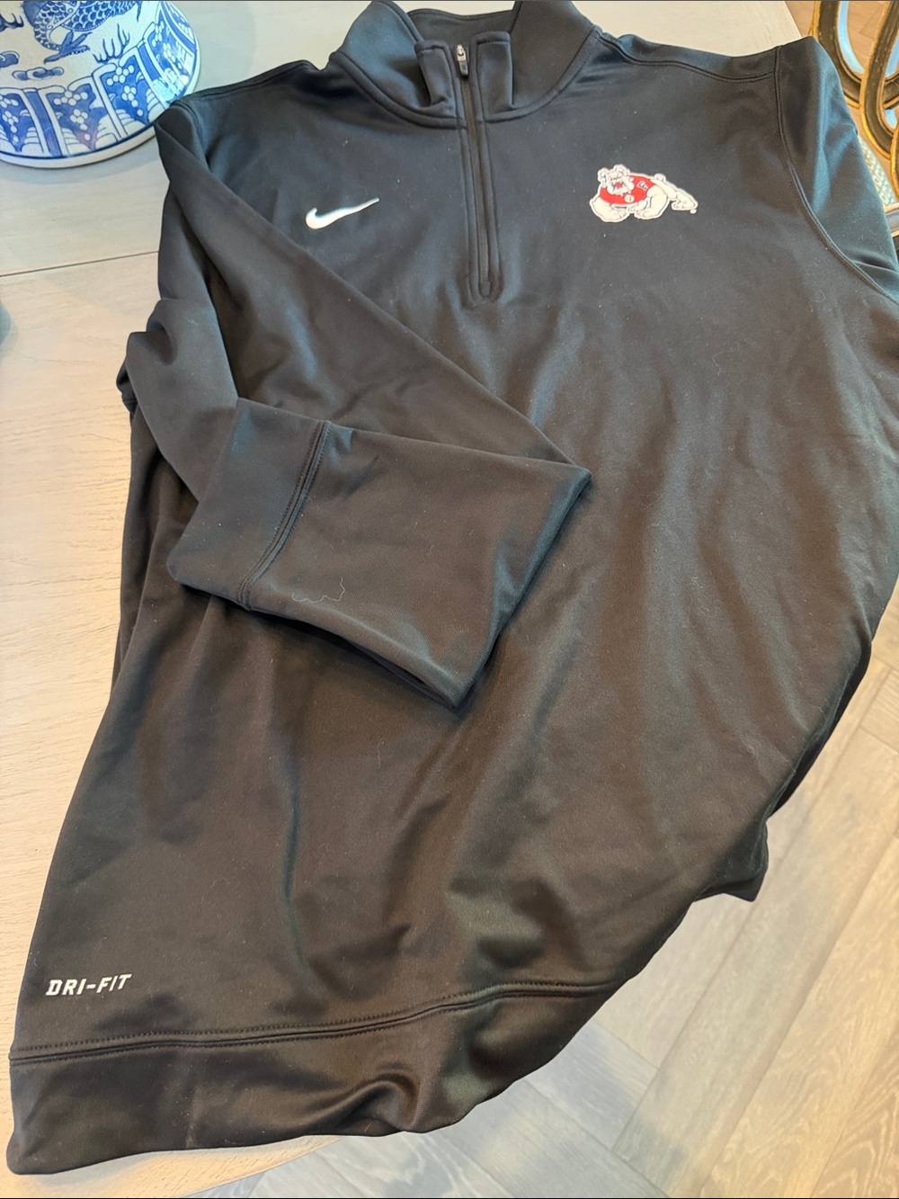 Nike Black Quarter-Zip Dri-FIT Pullover with White Swoosh